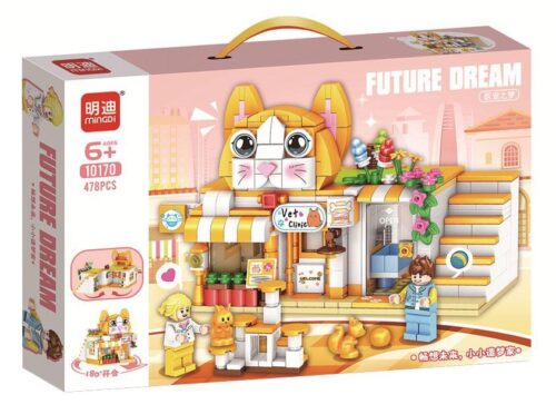 Hộp bộ lắp ráp MINGDI 10170 Phòng Khám Thú Cưng Ước Mơ cho bé gái 6 tuổi.