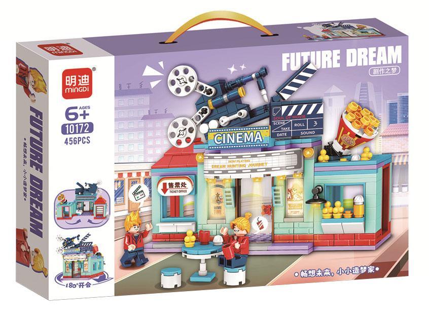 Hộp bộ lắp ghép Rạp chiếu phim MINGDI 10172. Đồ chơi cho bé gái 6 tuổi, giá rẻ, gồm 456 mảnh ghép.