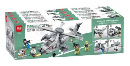 Bộ lắp ghép minGDi K210 Tiên Phong Cứu Hộ Quân Sự 4 trong 1, đồ chơi lắp ráp cho bé trai 6 tuổi, giá tốt, lắp được 4 kiểu.