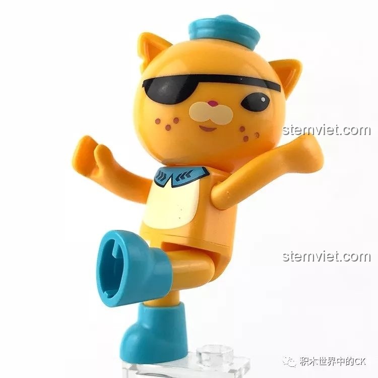 Minifigure Kwazii với các khớp linh hoạt, có thể tạo dáng vui nhộn, phù hợp cho trẻ em trên 6 tuổi.