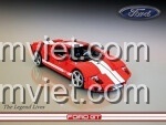 Poster quảng cáo cho bộ lắp ghép Mô hình Ford GT, với dòng chữ 'The Legend Lives' - Huyền thoại sống mãi.