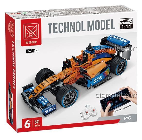 Hình ảnh hộp sản phẩm đồ chơi lắp ghép 025016, xe đua F1 RC với 641 chi tiết, có thể điều khiển từ xa qua app.