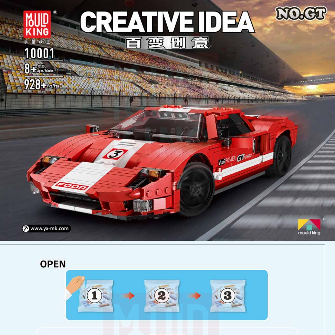 Siêu xe Ford GT 2005 Mould King 10001 hướng dẫn Mould King 1 Ford GT đỏ