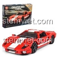 Mô hình Siêu xe Ford GT 10001 hoàn chỉnh, góc nhìn chính diện, sẵn sàng để trưng bày.