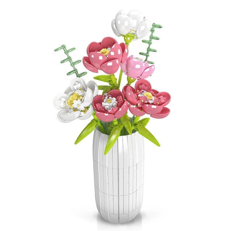 Mô hình bộ lắp ghép Bình hoa thược dược Mould King 10059, món quà ý nghĩa cho con gái 8 tuổi.