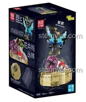 Mô hình Bươm bướm Mould King 10103 trong lồng kính, bộ lắp ghép cho bé gái 8 tuổi.