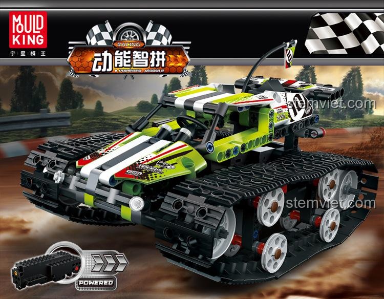 Mô hình Xe Đua Bánh Xích 13023 của Mould King với chi tiết sắc nét, có động cơ điều khiển từ xa.