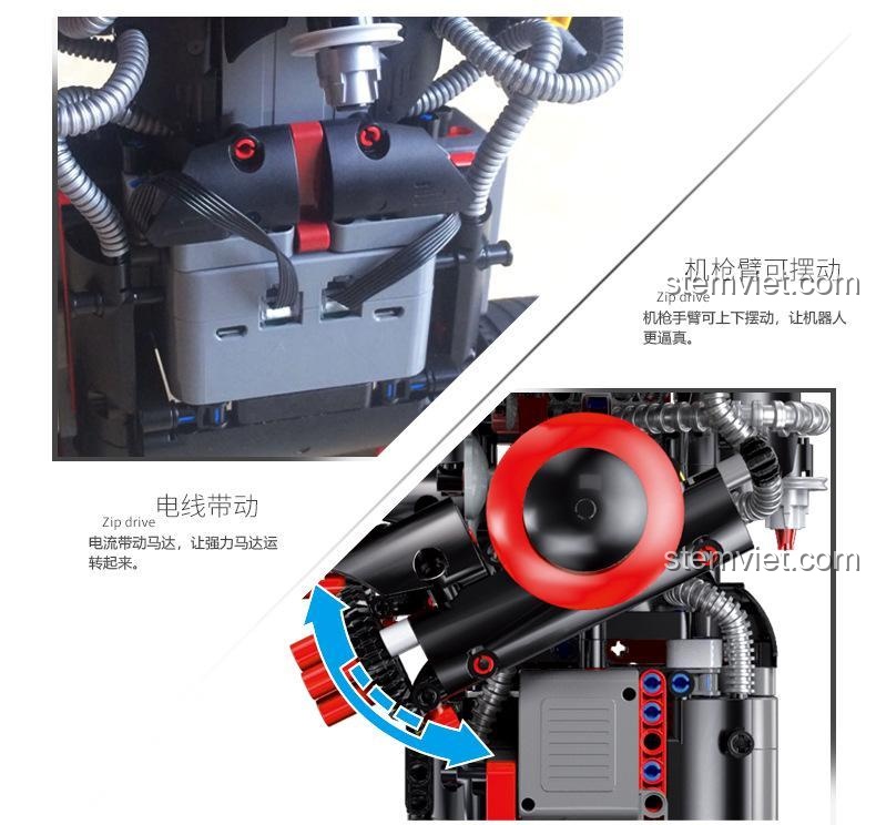 Một góc nhìn khác từ ảnh thực tế của Mô hình Robot Technic Mould King 13028.