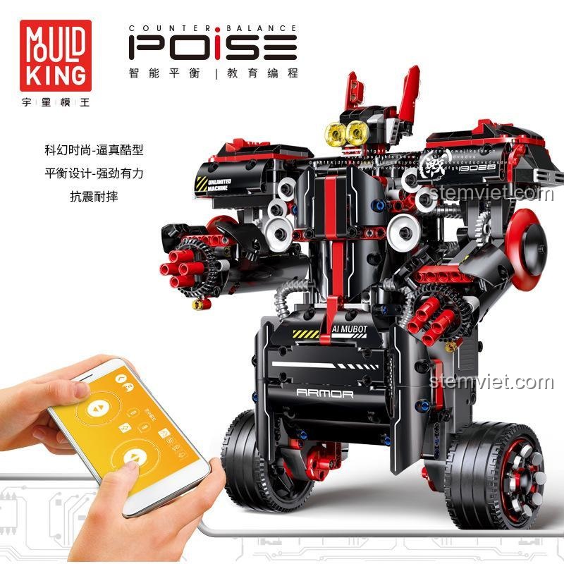 Robot điều khiển từ xa 13028 thể hiện khả năng tự cân bằng và tăng tốc tiến về phía trước, một tính năng độc đáo.