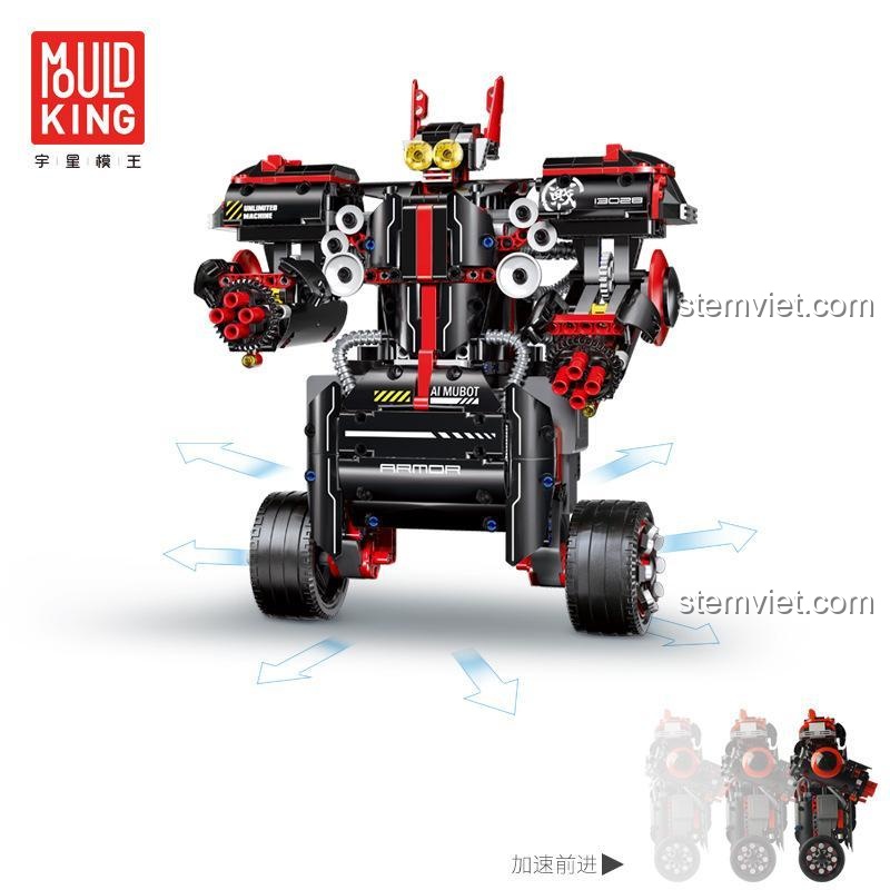 Tính năng điều khiển bằng giọng nói của bộ xếp hình Robot hai bánh Mould King 13028, mang lại trải nghiệm tương tác hiện đại.
