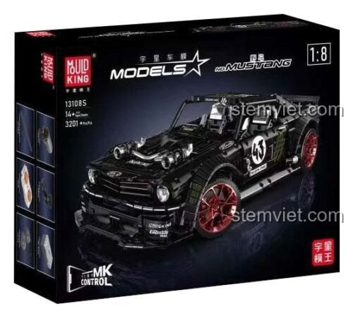 Hộp sản phẩm bộ xếp hình 13108S Ford Mustang Hoonicorn V2, thể hiện rõ tỉ lệ 1:8 và chức năng điều khiển từ xa.