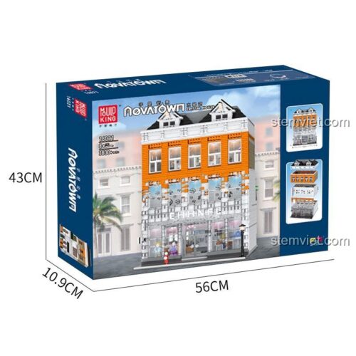 Kích thước hộp đồ chơi xây dựng Mould King 16021 Tòa nhà Crystal House, món quà ấn tượng cho người yêu kiến trúc.