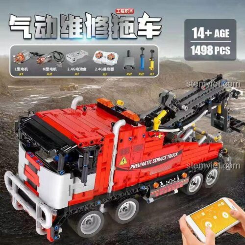 Hộp đồ chơi lắp ghép xe tải cứu hộ Mould King 19001 với 1498 chi tiết, có điều khiển từ xa.
