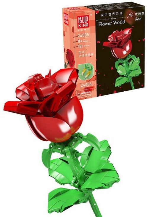 Mô hình bộ lắp ghép Bông hoa hồng Mould King 24005 và hộp sản phẩm, món quà ý nghĩa cho con gái 8+ tuổi.