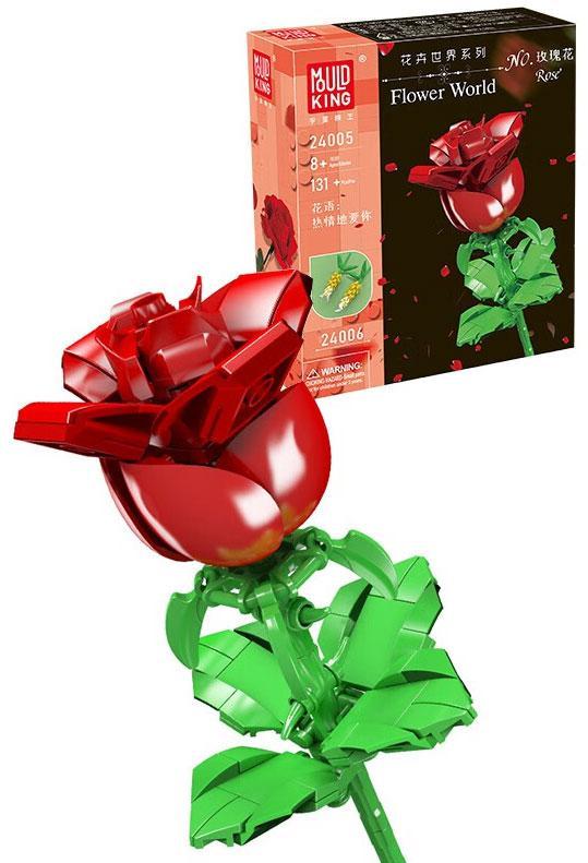 Mô hình bộ lắp ghép Bông hoa hồng Mould King 24005 và hộp sản phẩm, món quà ý nghĩa cho con gái 8+ tuổi.