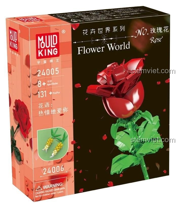 Hộp đồ chơi mô hình Đóa hoa hồng Mould King 24005, gồm 131 chi tiết, giá rẻ.