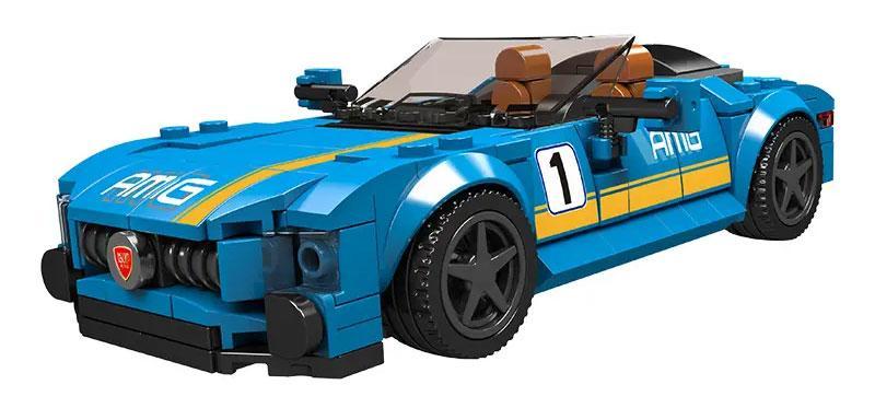 Mô hình xe ô tô thể thao AMG GTC mui trần Mould King 27045 màu xanh dương vàng, bộ lắp ráp 336 chi tiết cho bé trai 8 tuổi, đồ chơi mô hình giá tốt.