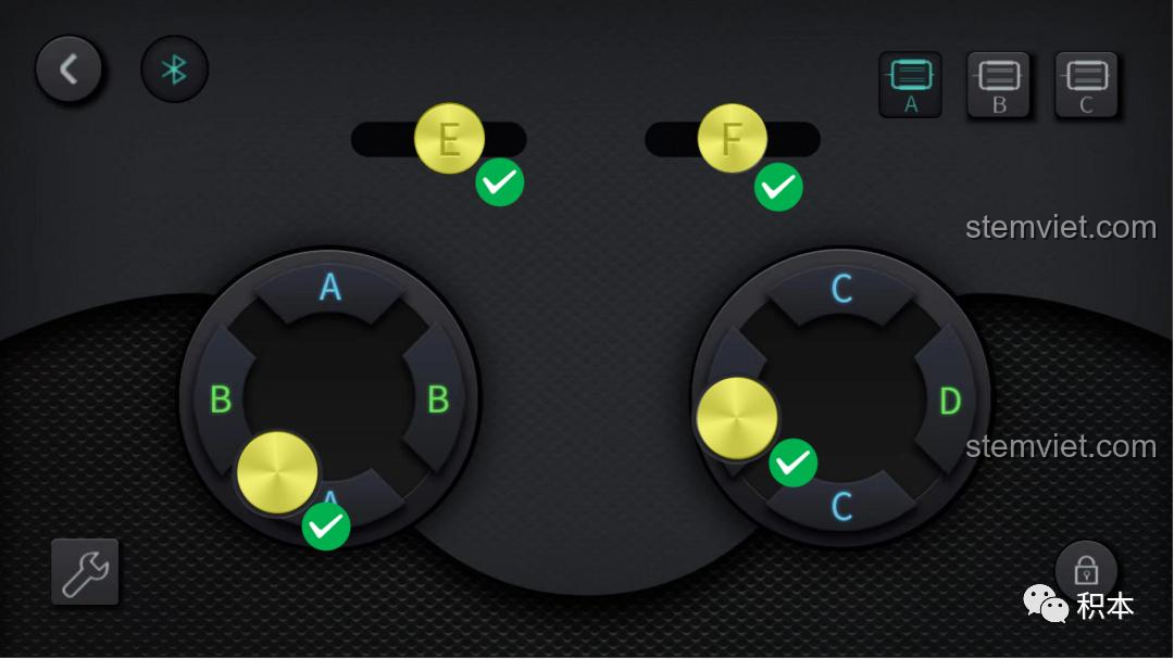 Chức năng điều tốc trên app của bộ Mould King M-0019, tất cả 6 kênh đều có thể điều tốc.