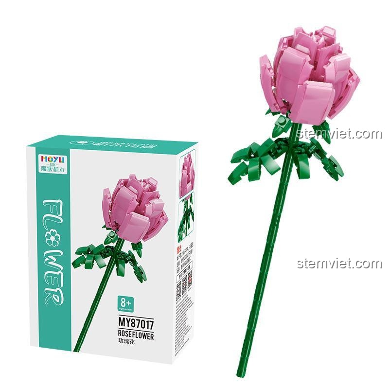 Bộ lắp ghép hoa hồng Moyu Block MY87017, mô hình hoa hồng xếp hình, đồ chơi lắp ráp hoa hồng, quà tặng tinh tế cho bé gái 6 tuổi, giá tốt.