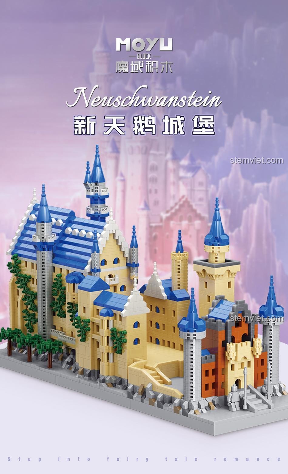 Đồ chơi lắp ráp Lâu đài Neuschwanstein MOYU BLOCK MY92041, kiệt tác kiến trúc với 3948 mảnh ghép, phù hợp cho bé gái yêu thích xây dựng