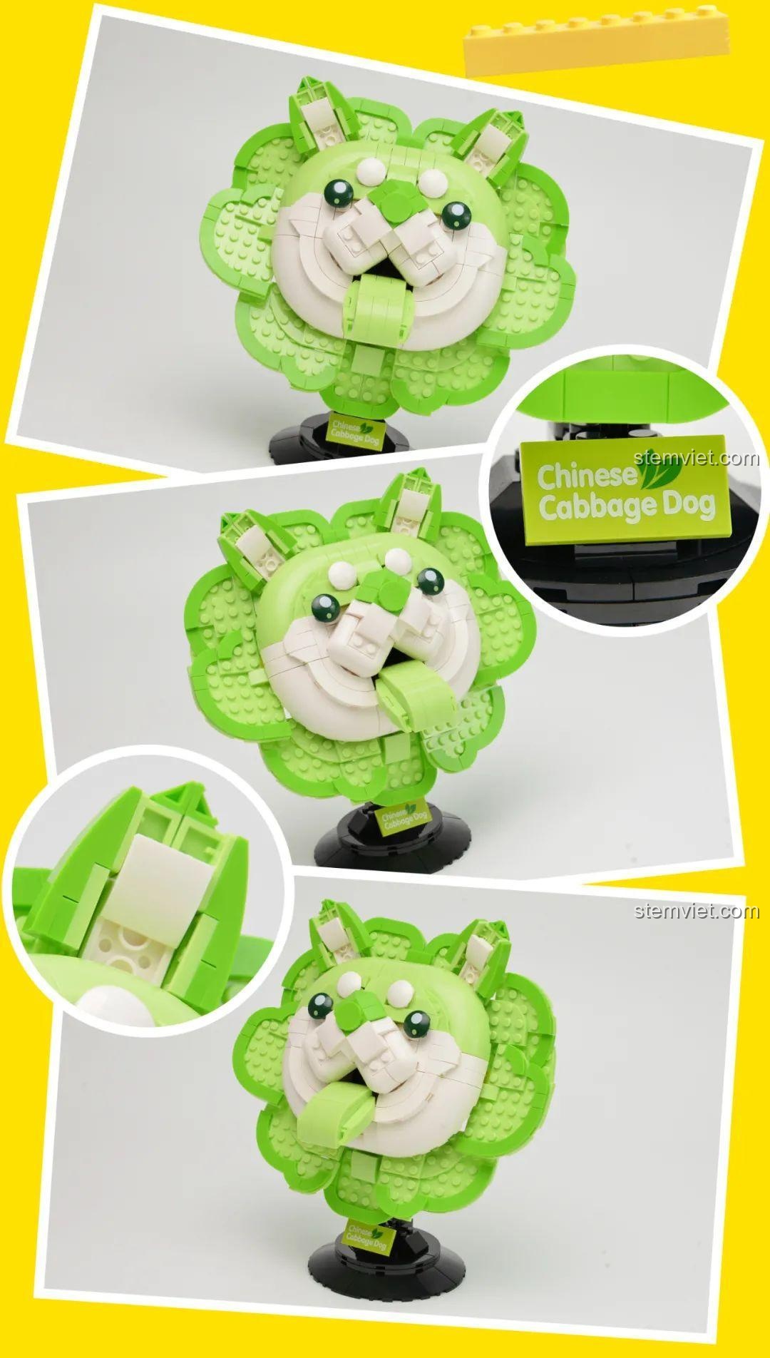 Các góc chụp chi tiết của Tượng Chó Bắp Cải Mr.Kuriosity, thể hiện sự tinh xảo trong thiết kế.