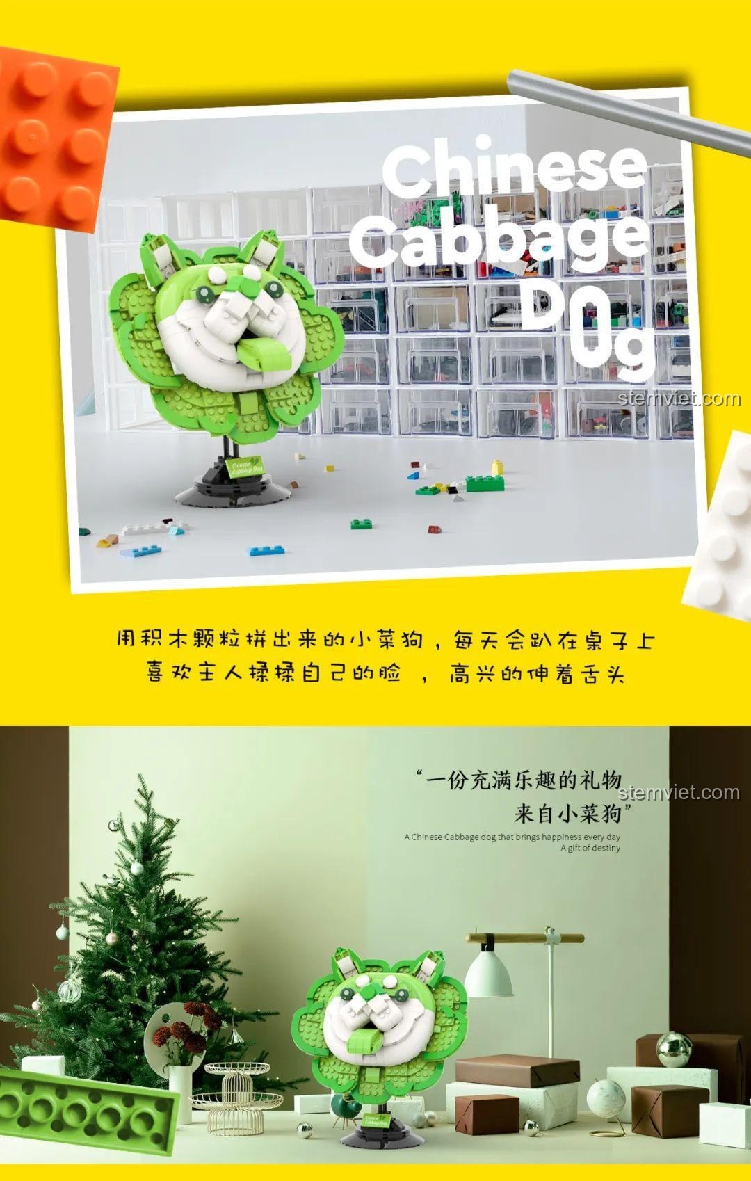 Mô hình Chó Bắp Cải Mr.Kuriosity trưng bày trên bàn làm việc, tạo điểm nhấn vui nhộn và sáng tạo.