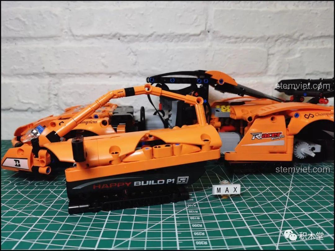 Cận cảnh phần mui xe và kính chắn gió của mô hình Happy Build YC-QC004 McLaren P1, thể hiện thiết kế liền mạch và độ hoàn thiện của bề mặt.