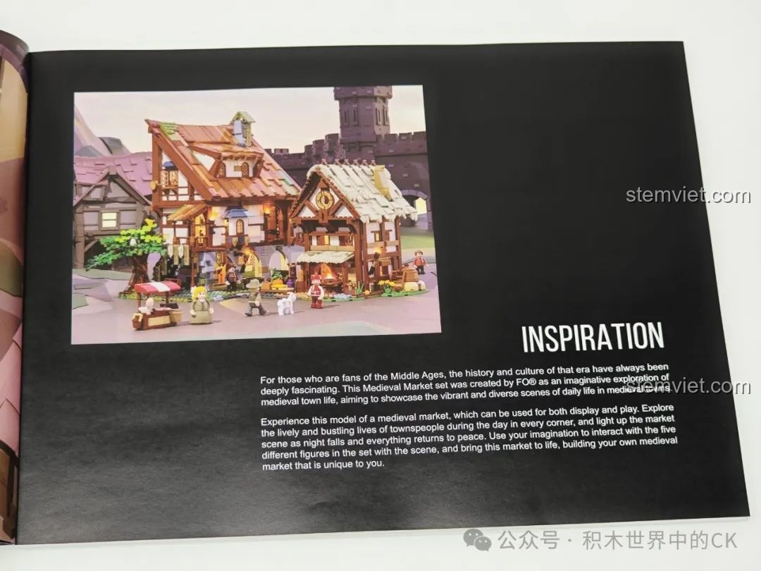 Trang giới thiệu nguồn cảm hứng thiết kế bộ đồ chơi Khu Chợ Thời Trung Cổ F9015, mang đến một câu chuyện thú vị.