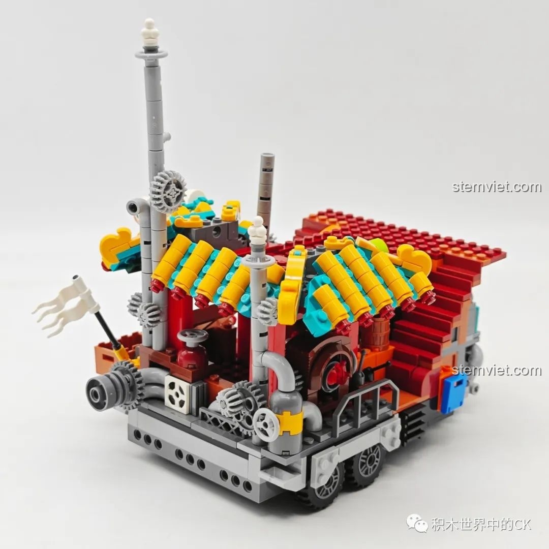 Xây dựng phần mái che tầng một của xe tải Zhegao DZ 6134 với các chi tiết ngói ống.