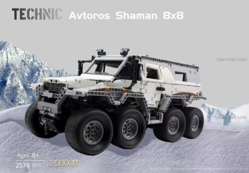 Mô hình đồ chơi P Brand P20003 Xe địa hình Avtoros Shaman 8x8 sau khi lắp ráp, gồm 2576 chi tiết, chất lượng cao.