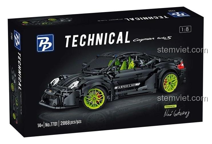 Hộp bộ đồ chơi 7701 PANBO Porsche Cayman Turbo S, đồ chơi lắp ghép Siêu xe Porsche Cayman, 2868 mảnh, dành cho con trai 14 tuổi, giá tiết kiệm.