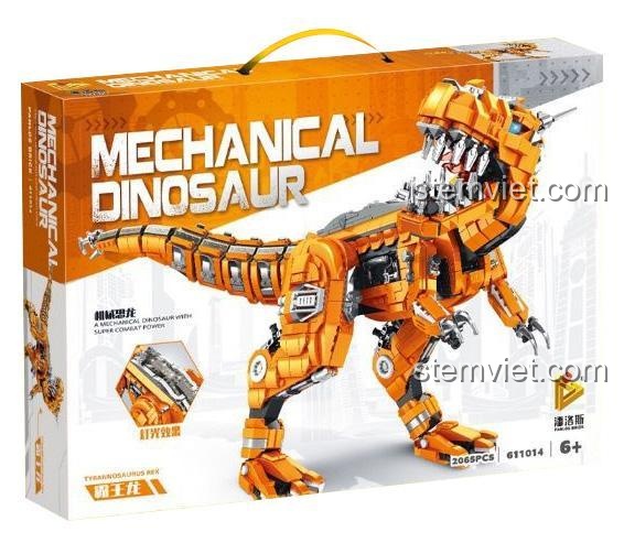 Hộp đồ chơi lắp ghép Robot Khủng Long Bạo Chúa 611014 của Panlos Brick, món quà sáng tạo cho bé trai.