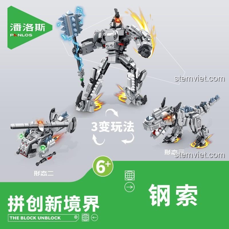 Hộp đồ chơi lắp ráp Grimlock Panlos Brick 626006, mô hình khủng long biến hình, phù hợp bé trai 6 tuổi, đồ chơi xây dựng sáng tạo.