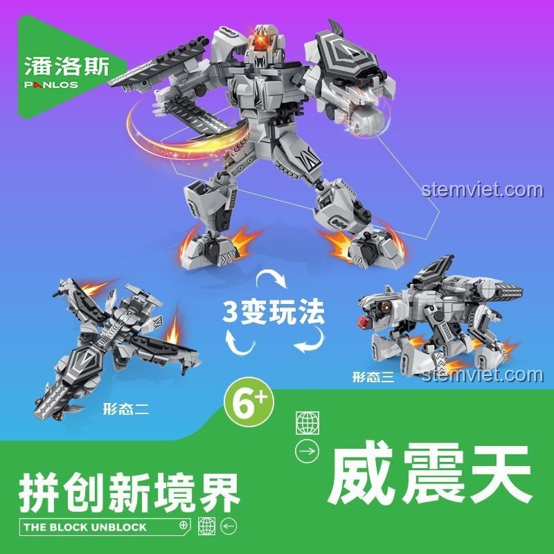 Hộp bộ đồ chơi Megatron Panlos Brick 626006 với 3 dạng biến hình, đồ chơi mô hình chiến binh cho bé trai 6 tuổi, giá bình dân.