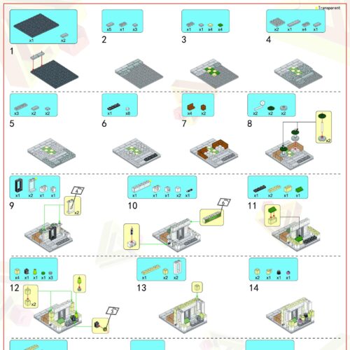 Cửa Hàng Cà Phê Kiểu Chibi Panlos Brick 657047 hướng dẫn lắp ghép Panlos Brick 657047 Mô hình tiệm cà phê