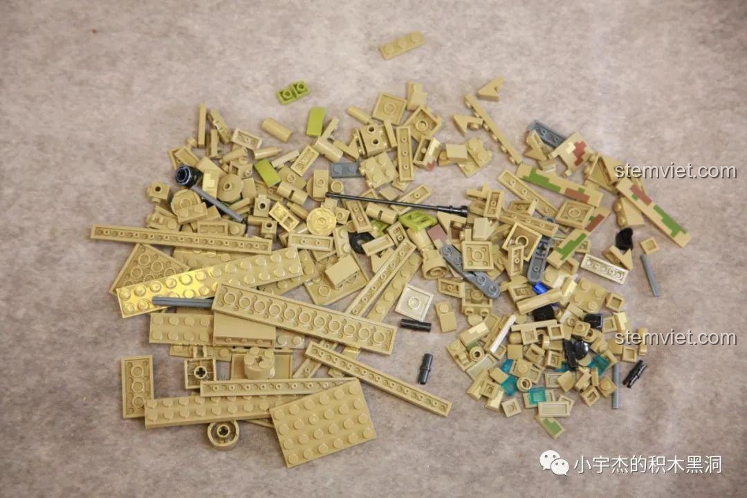 Các chi tiết của bước 6, bao gồm các mảnh in rằn ri và chi tiết vũ khí.