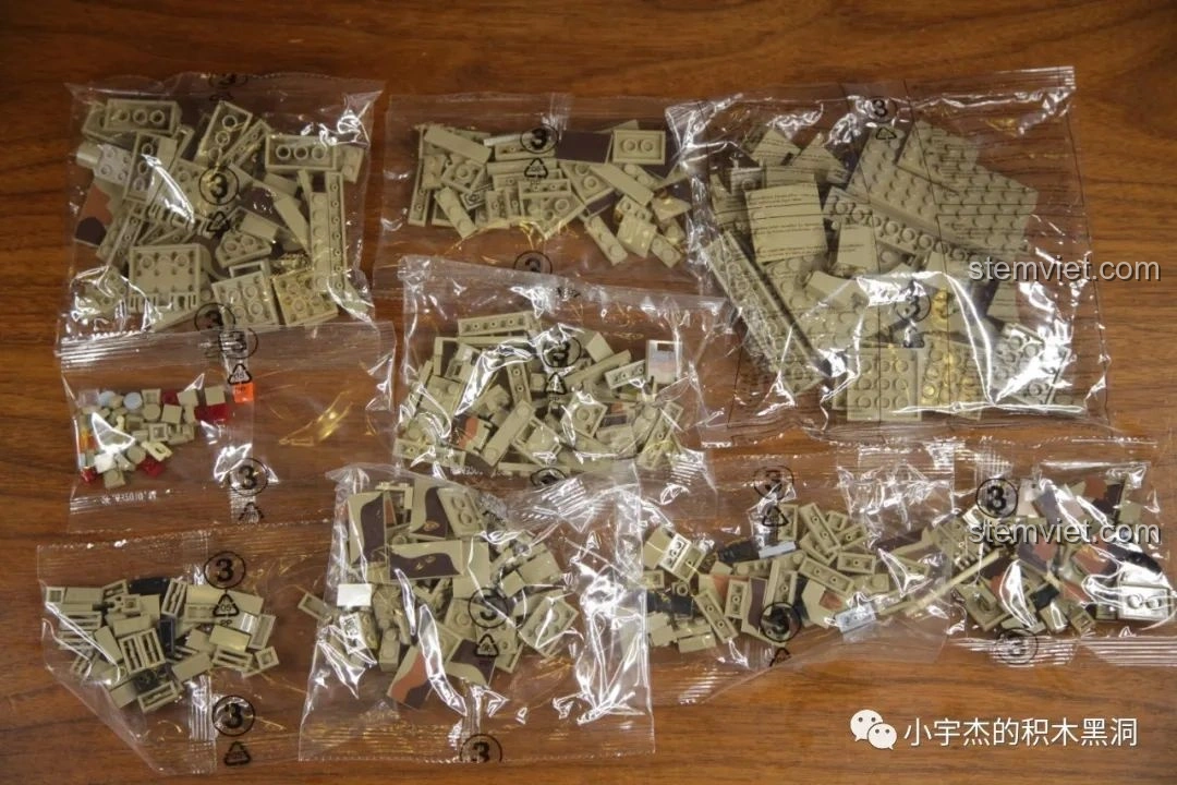 Toàn bộ mảnh ghép từ túi số 3 của bộ lắp ráp PanlosBrick 632010 Xe Tăng Chiến Đấu Chủ Lực M1A2 Abrams.