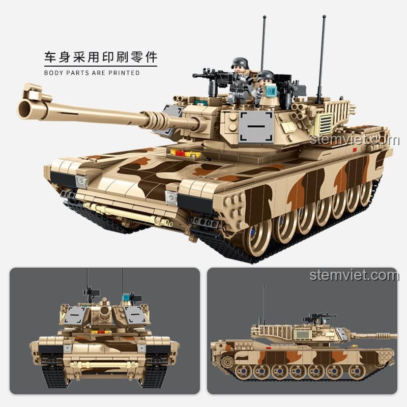 Mô Hình Xe Tăng M1A2 Abrams 632010 bộ lắp ráp Xe Tăng Quân Sự M1A2 Abrams, thân xe với các chi tiết in sắc nét