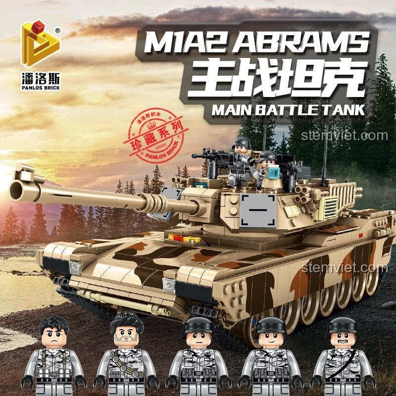 Xe Tăng Quân Sự M1A2 Abrams 632010 PanlosBrick 632010 Xe Tăng M1A2 Abrams, ảnh hộp sản phẩm chính diện