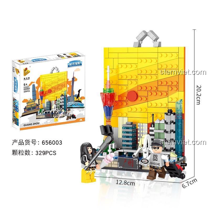 Hộp đồ chơi xây dựng Cảnh quan thành phố Quảng Châu PanlosBrick 656003, mô hình thành phố thu nhỏ với kích thước rõ ràng, đồ chơi giáo dục cho trẻ 6 tuổi