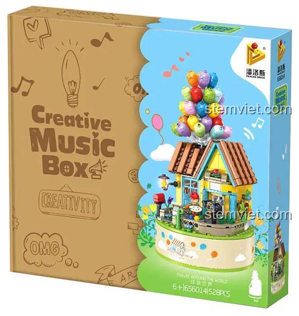 Hộp đồ chơi lắp ráp Ngôi nhà khinh khí cầu PanlosBrick 656014, thiết kế hộp sáng tạo, đồ chơi mô hình cho bé gái 6 tuổi