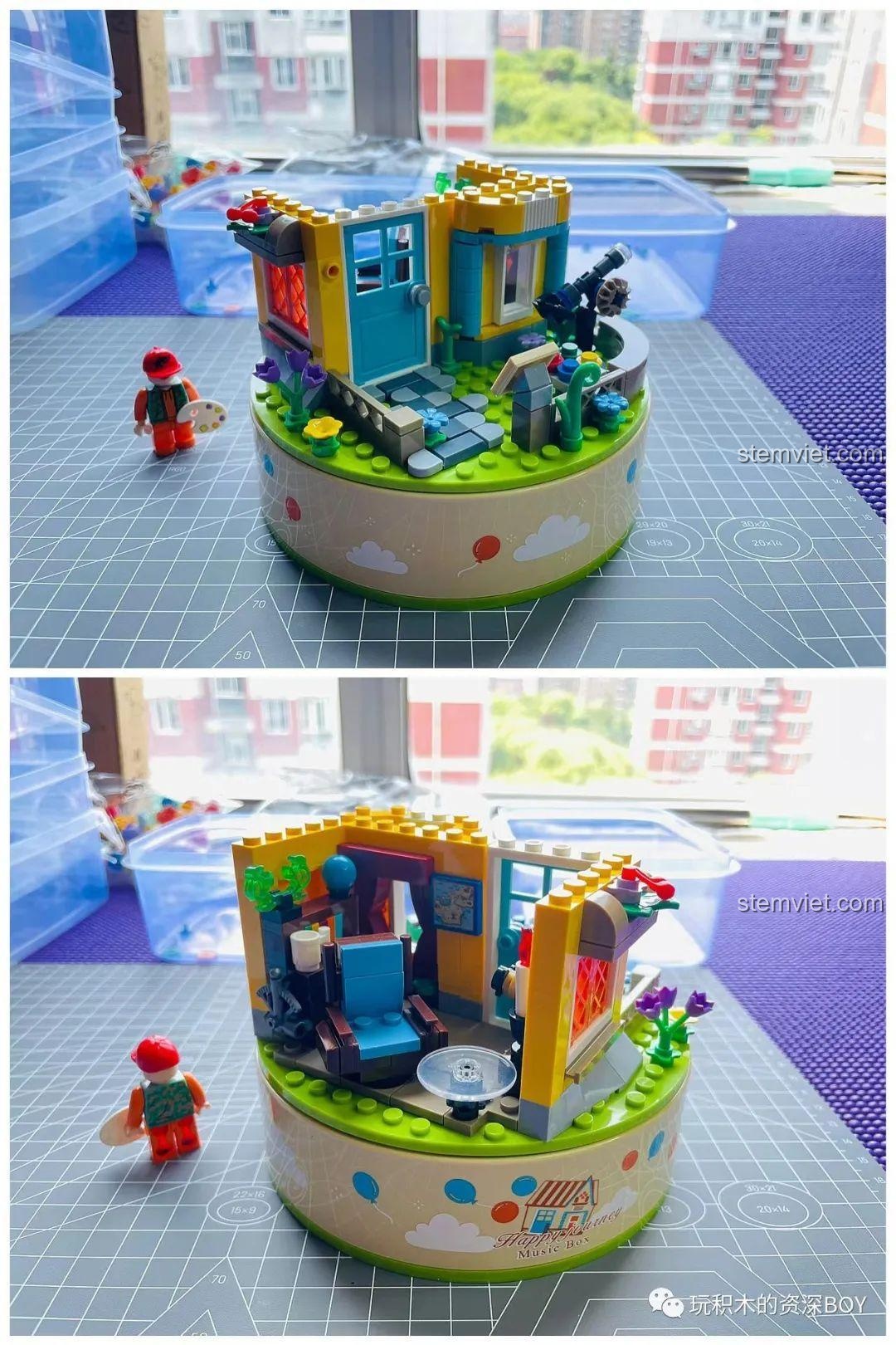 Minifigure họa sĩ mũ đỏ trong bộ lắp ghép PanlosBrick 656014 Ngôi nhà khinh khí cầu, chi tiết nhỏ xinh, đồ chơi sáng tạo cho bé gái