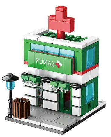 Bộ lắp ghép Mô hình Nhà Thuốc Phố Thị PanlosBrick 657006 chi tiết cao, màu xanh lá trắng đỏ nổi bật, phù hợp bé trai bé gái 6 tuổi, giá tốt.