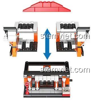 Đồ chơi xây dựng PanlosBrick 657013 Ga Tàu Hỏa Mini với thiết kế mô-đun, giúp bé phát triển tư duy sáng tạo, phù hợp cho bé 6 tuổi.
