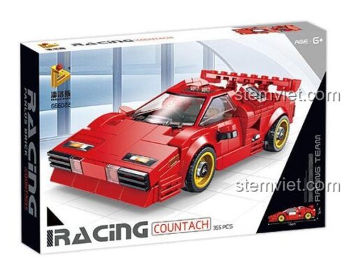 Hộp bộ lắp ráp PanlosBrick 666022 Lamborghini Countach, đồ chơi mô hình siêu xe đỏ cho bé trai 6 tuổi, giá tiết kiệm.