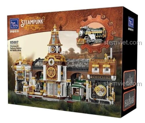 Bộ lắp ghép Ga Tàu Hơi Nước Pantasy 85007, mô hình kiến trúc Steampunk tinh xảo, phù hợp bé trai 6 tuổi trở lên, giá tốt.