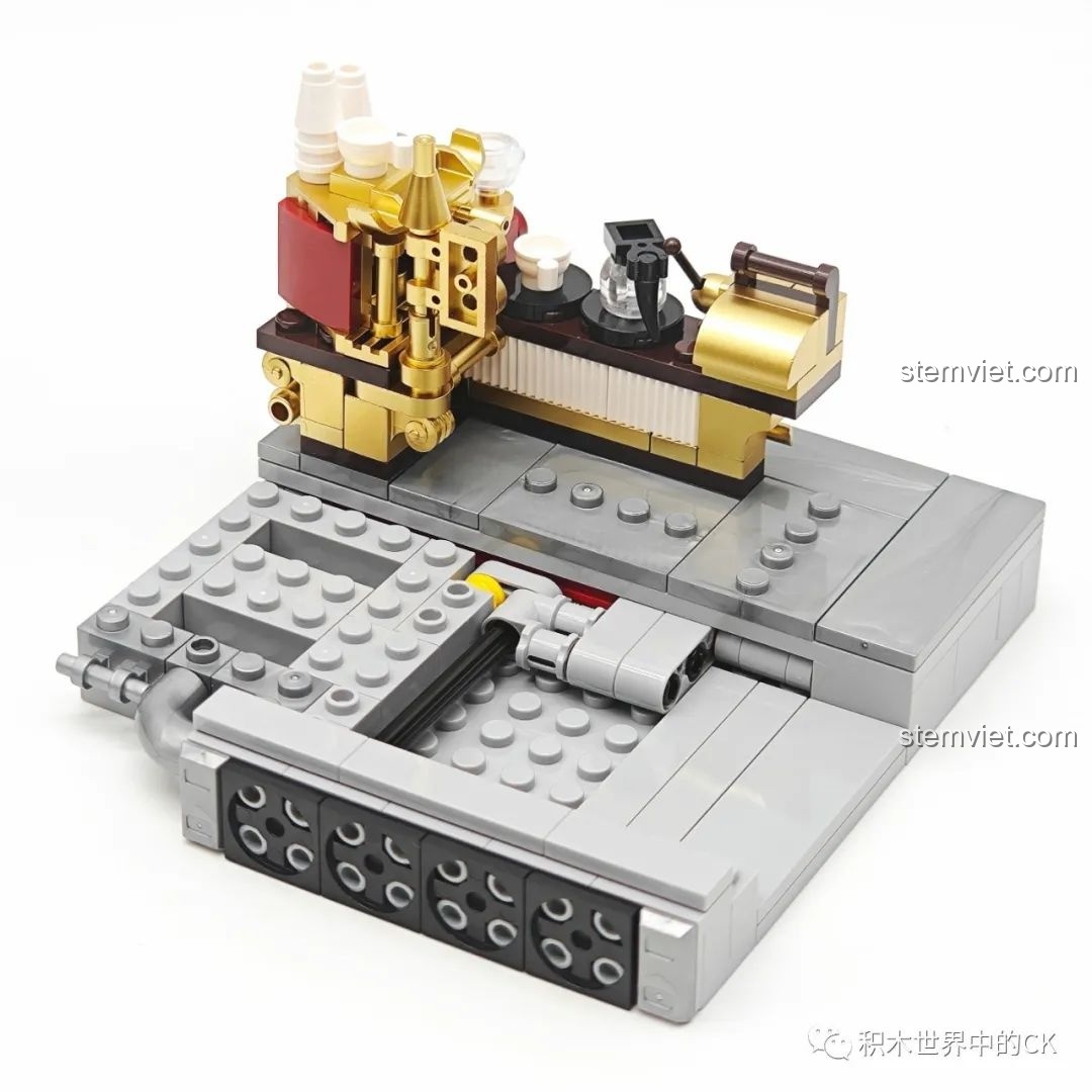 Lắp ráp khu vực quán cà phê/tiệm bánh bên trong Ga Tàu Hơi Nước Phong Cách Steampunk Pantasy 85007 với các chi tiết nội thất.