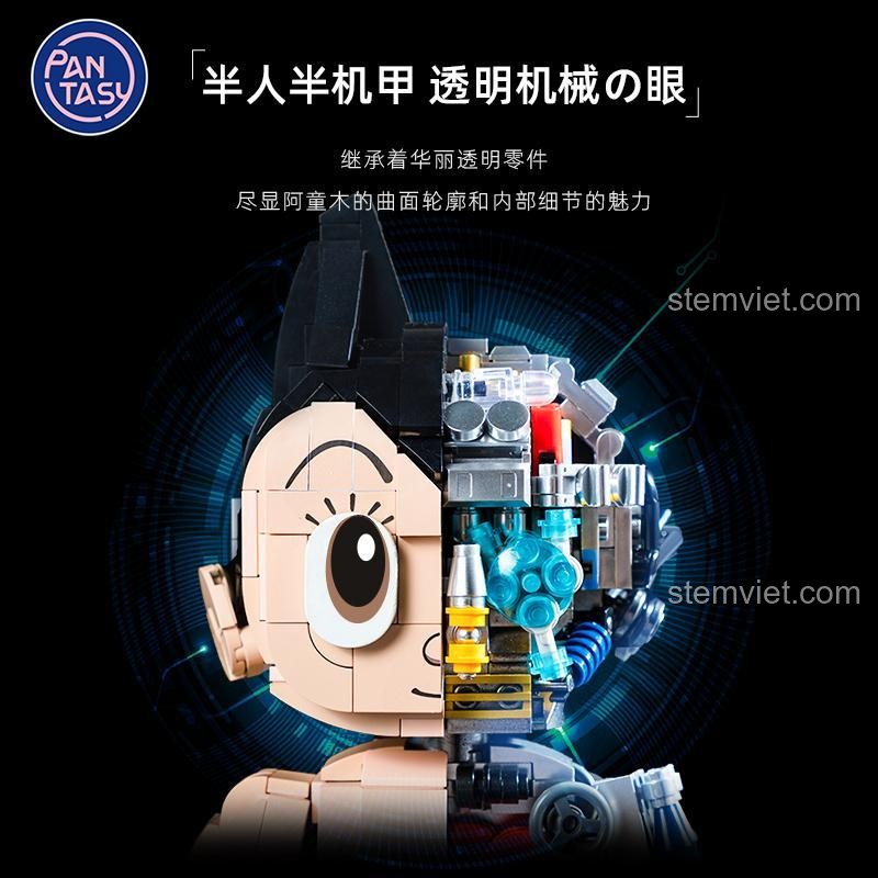 Đồ chơi lắp ghép Pantasy 86203 Astro Boy với chi tiết đầu nửa người nửa máy tinh xảo.