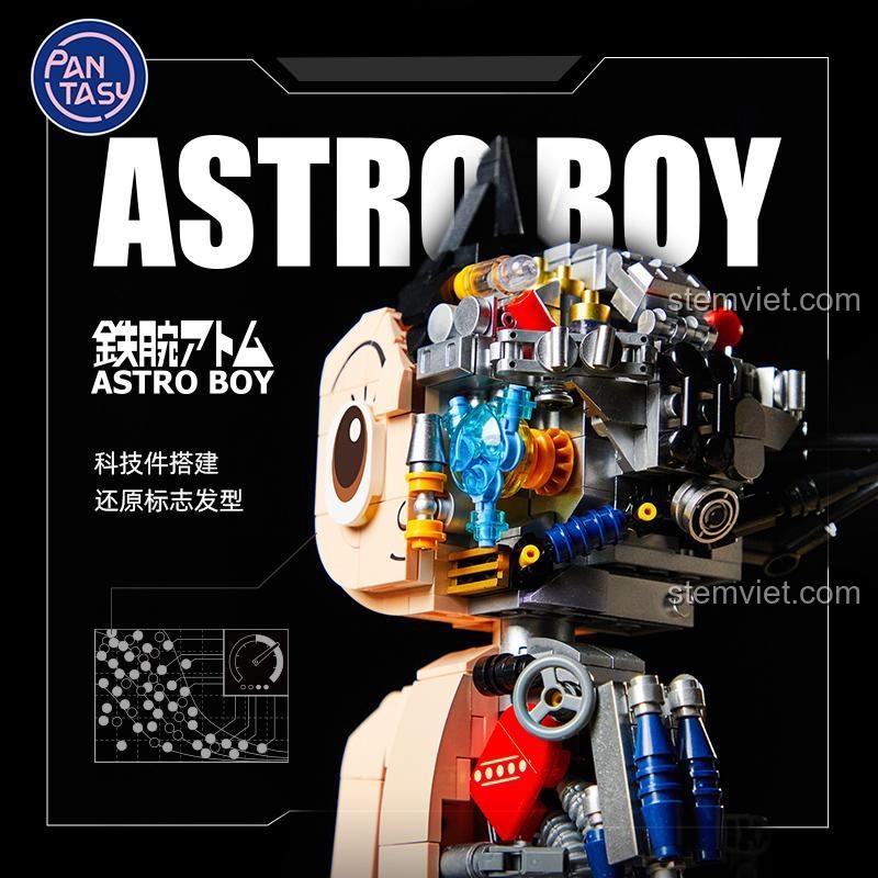 Cận cảnh chi tiết bộ xếp hình Pantasy Cậu Bé Astro 86203, phô diễn cấu trúc máy móc bên trong.