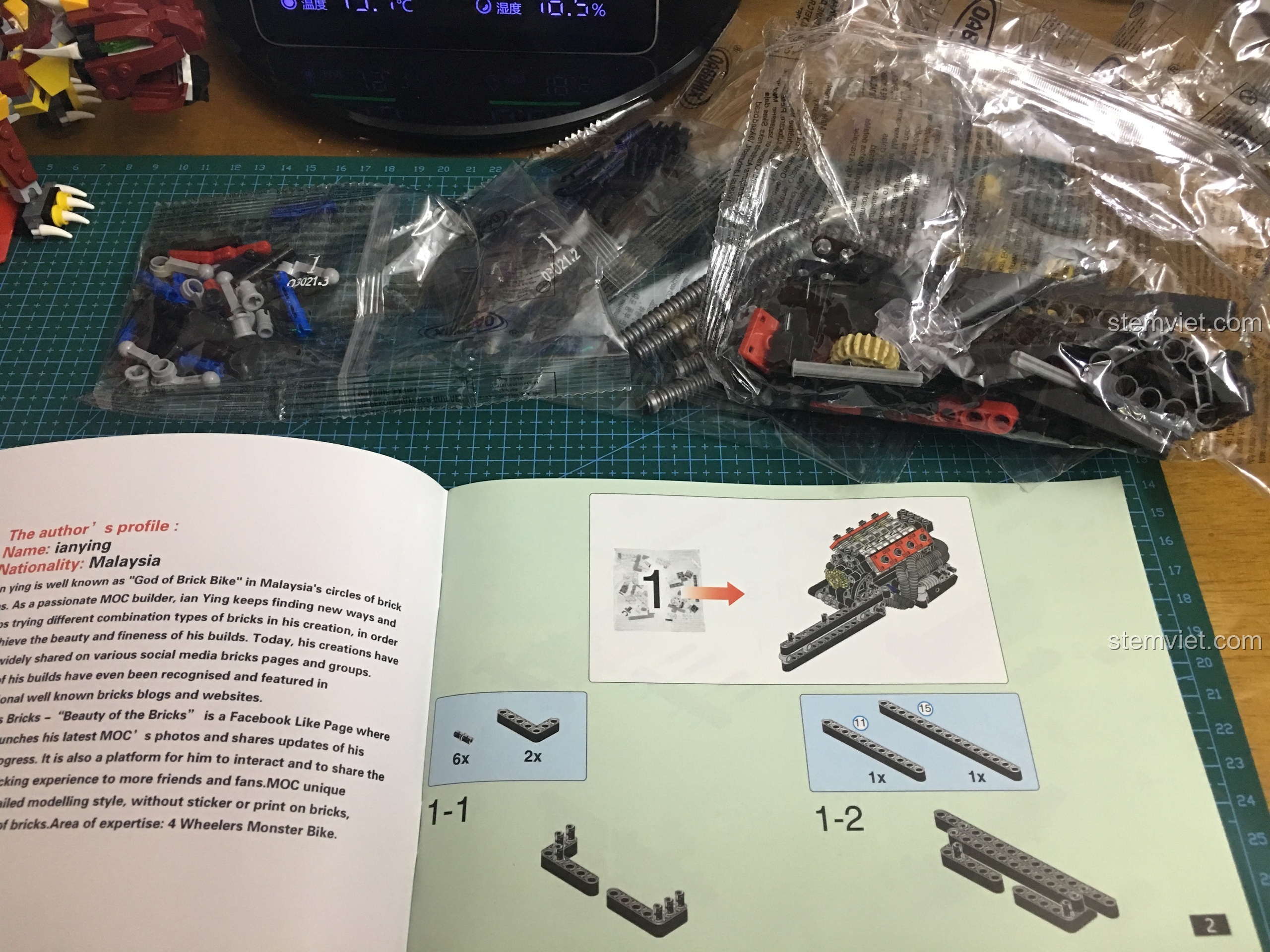Các túi chi tiết được đánh số thứ tự trong bộ đồ chơi lắp ghép Siêu mô tô Lazareth LM847 03021.